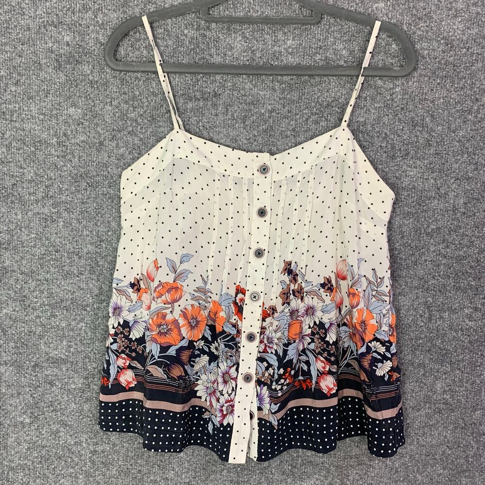 Maeve Anthropologie Capitola 100% Silk Cami Black and White‎ SZ 6